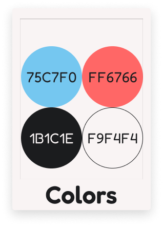 צבעי המותג- תכלת אדום, שחור ולבן