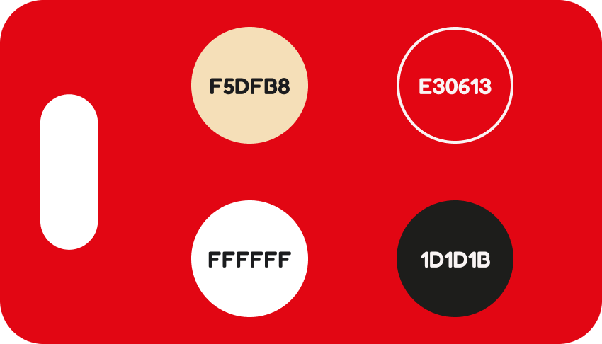 צבעי המותג- אדום, לבן, בז ושחור