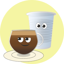 כוס מים וכוס קפוצינו